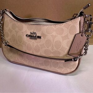 Coach Light Tan Shoulder Bag with Chain Detail